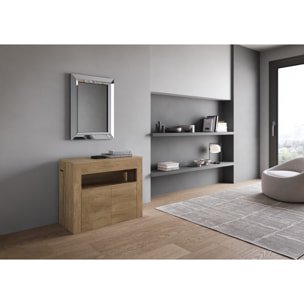 Consola extensible 90x42/302 cm Evolve Roble Natural extensiones internas con banco inferior