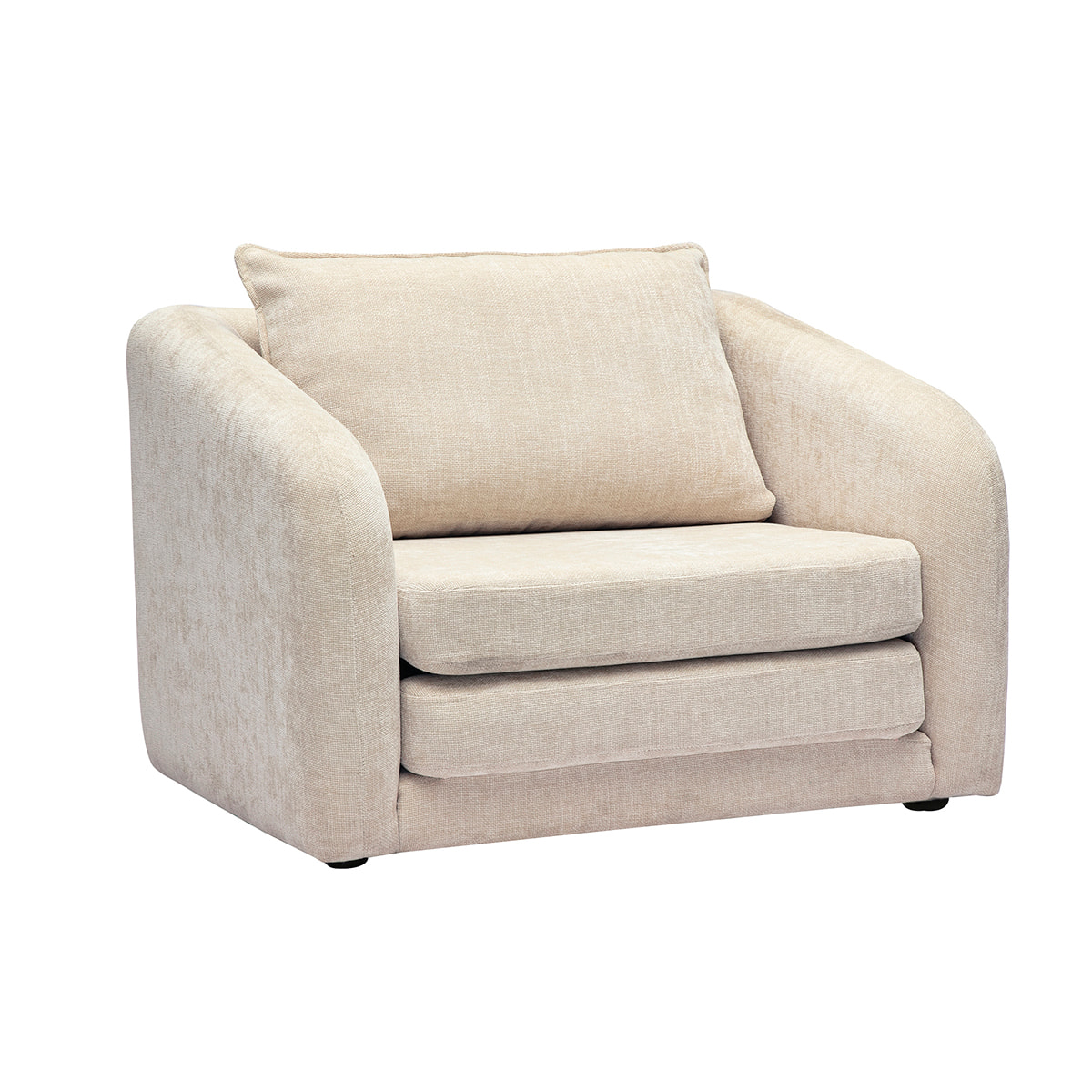 Fauteuil convertible en tissu effet velours texturé beige MAHAUT