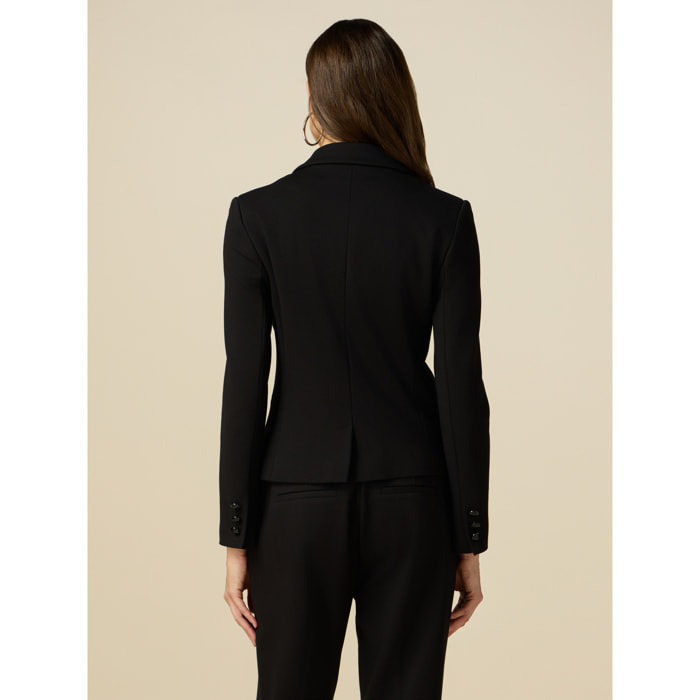 Oltre - Short blazer in Milanese stitch - Negro