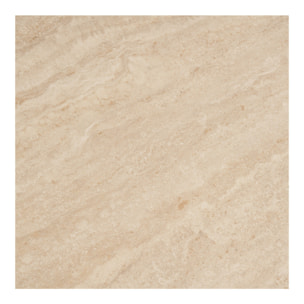 Tavolino da salotto Annecy in ceramica effetto travertino e acciaio ø70 cm