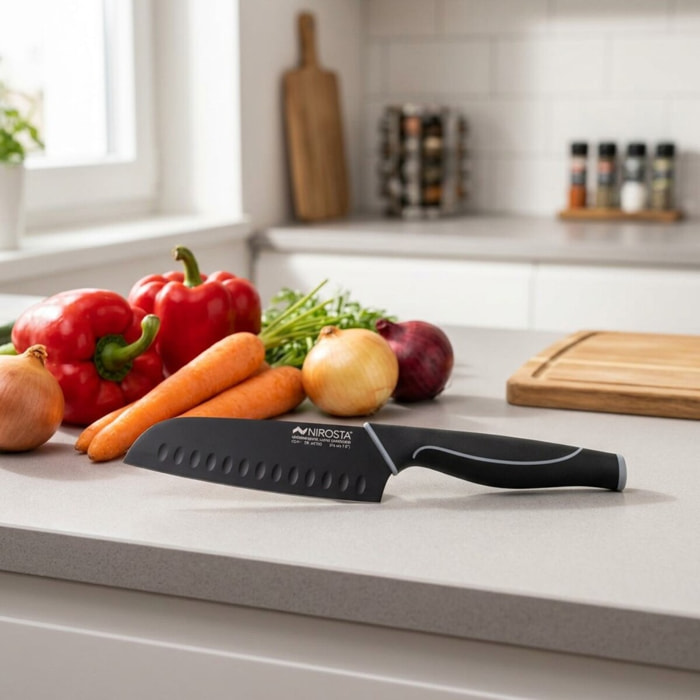 Couteau de cuisine Santoku lame de 16 cm Nirosta Black Edition