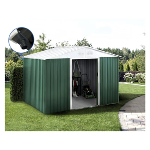 Abri de jardin métal - "Rosas " - 7,06 m² avec gouttière - Vert