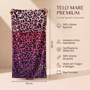 Telo mare in spugna, 90x165 cm, 100% cotone egiziano, morbido e super assorbente, asciugamano spiaggia grande ad asciugatura rapida, fantasia colorata resistente ai lavaggi, ideale per mare piscina vacanze e viaggio