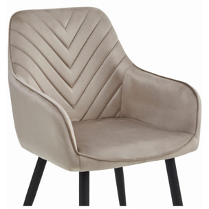 Sedia Nana in velluto beige scuro con gambe in metallo nero