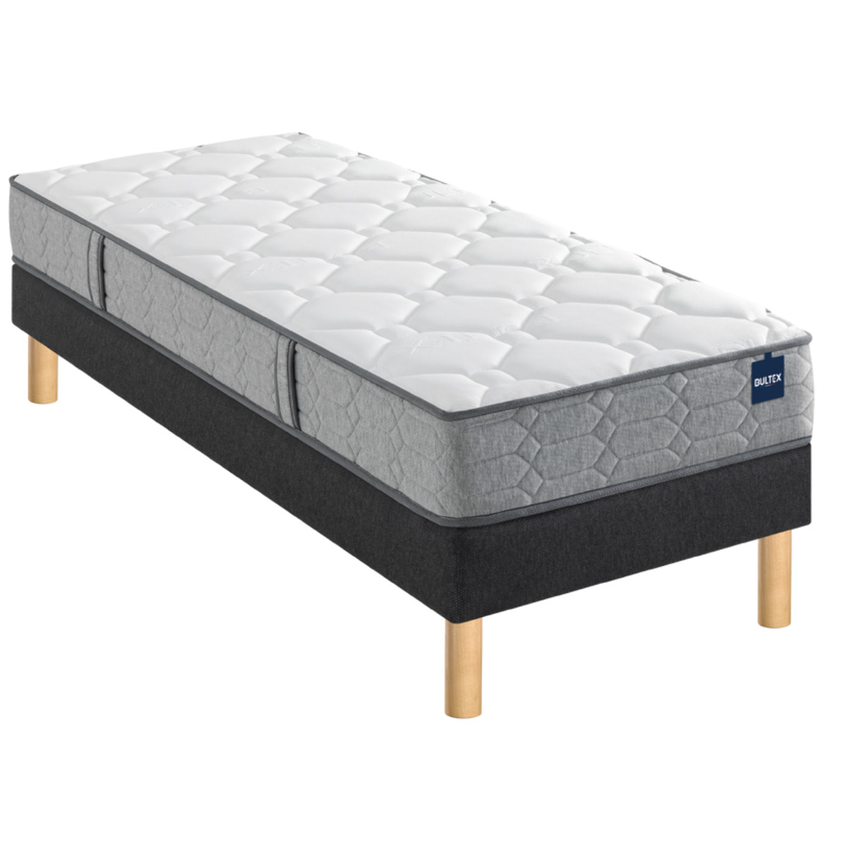 Ensemble EFFICIENT 1 place| Matelas H 19cm avec sommier ferme |confort ferme