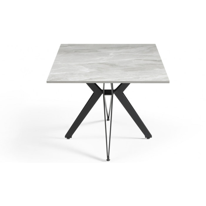 Table basse en céramique 120x60cm gris brillant pieds métal - UNIK