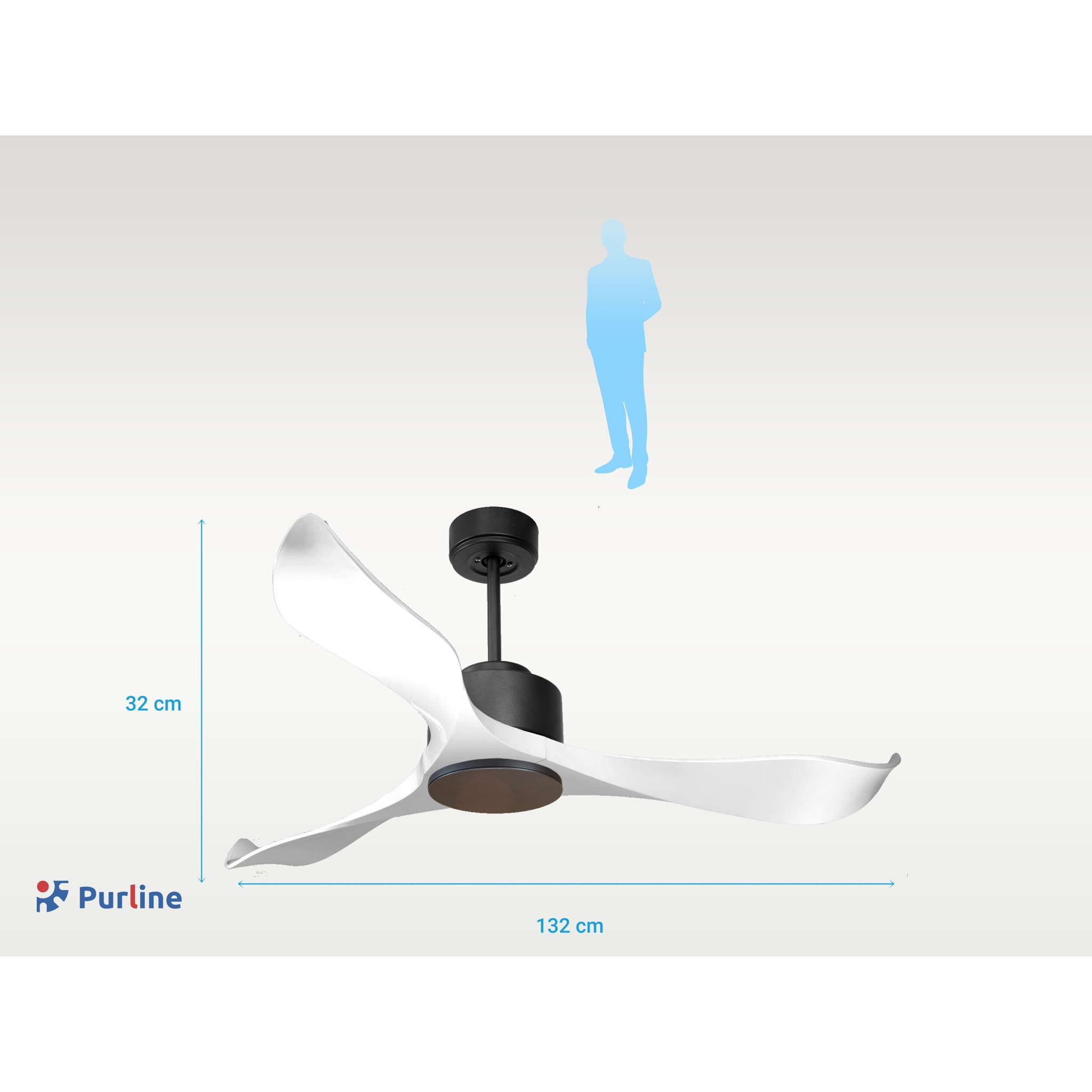 Ventilateur de plafond Wifi Moteur à courant continu Télécommande Adaptateur 2/3 Lames Hypersilence Mémoire Shopify Vendible (AUTOMATIQUE) 40   W Noir