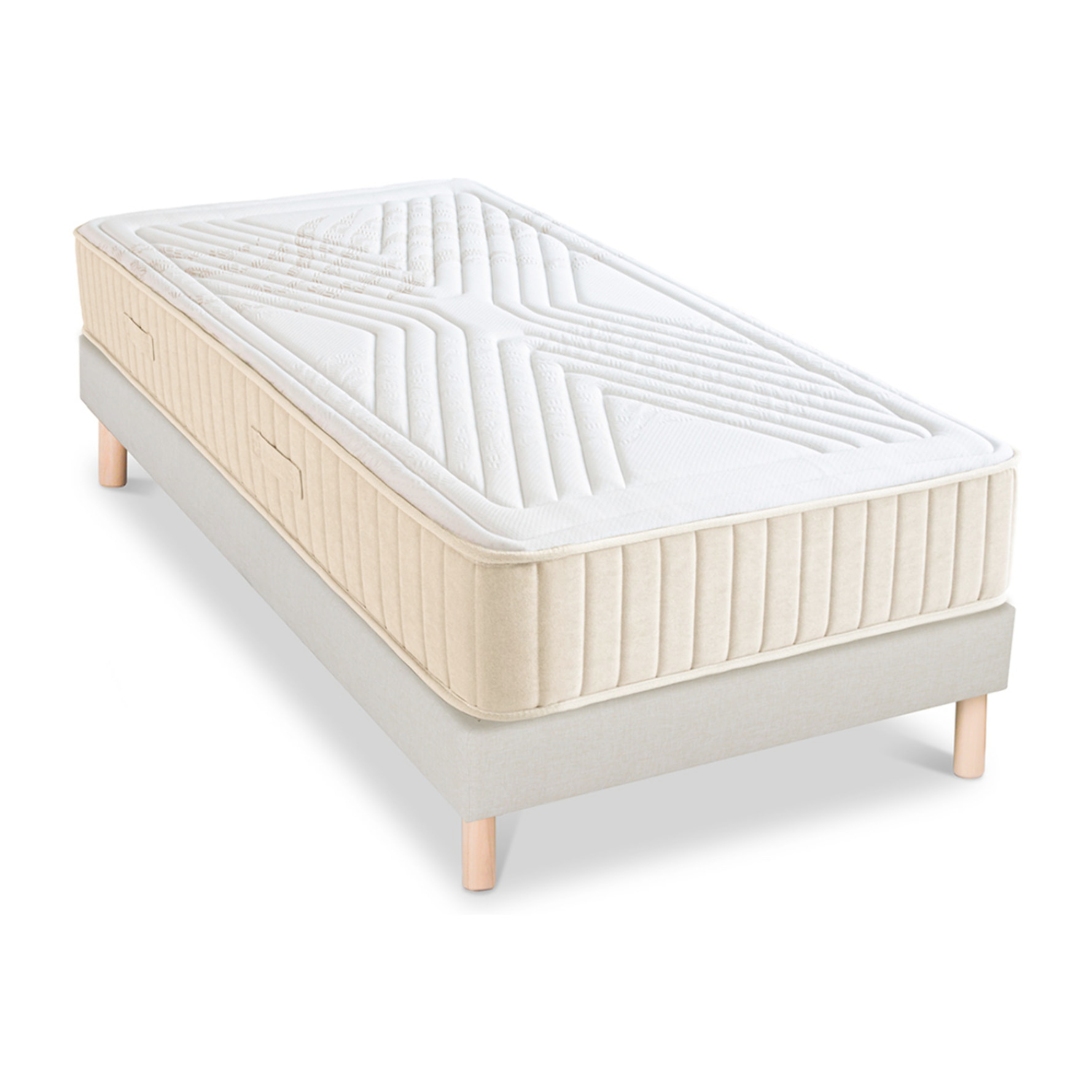 Ensemble Matelas Symphonie 2.0 & Sommier Lino, 24 cm, Mémoire de Forme Biogreen, Technologie Tri-Lattes, Soutien Ferme