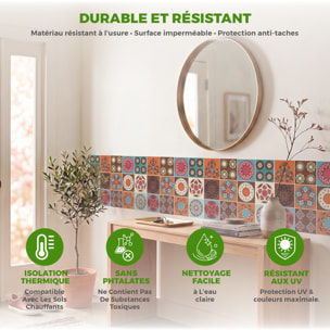 Stickers muraux - Sticker Mural Carrelage adhésif Cuisine Salle de Bain - 12 STICKERS CARRELAGES AZULEJOS OVIEDO