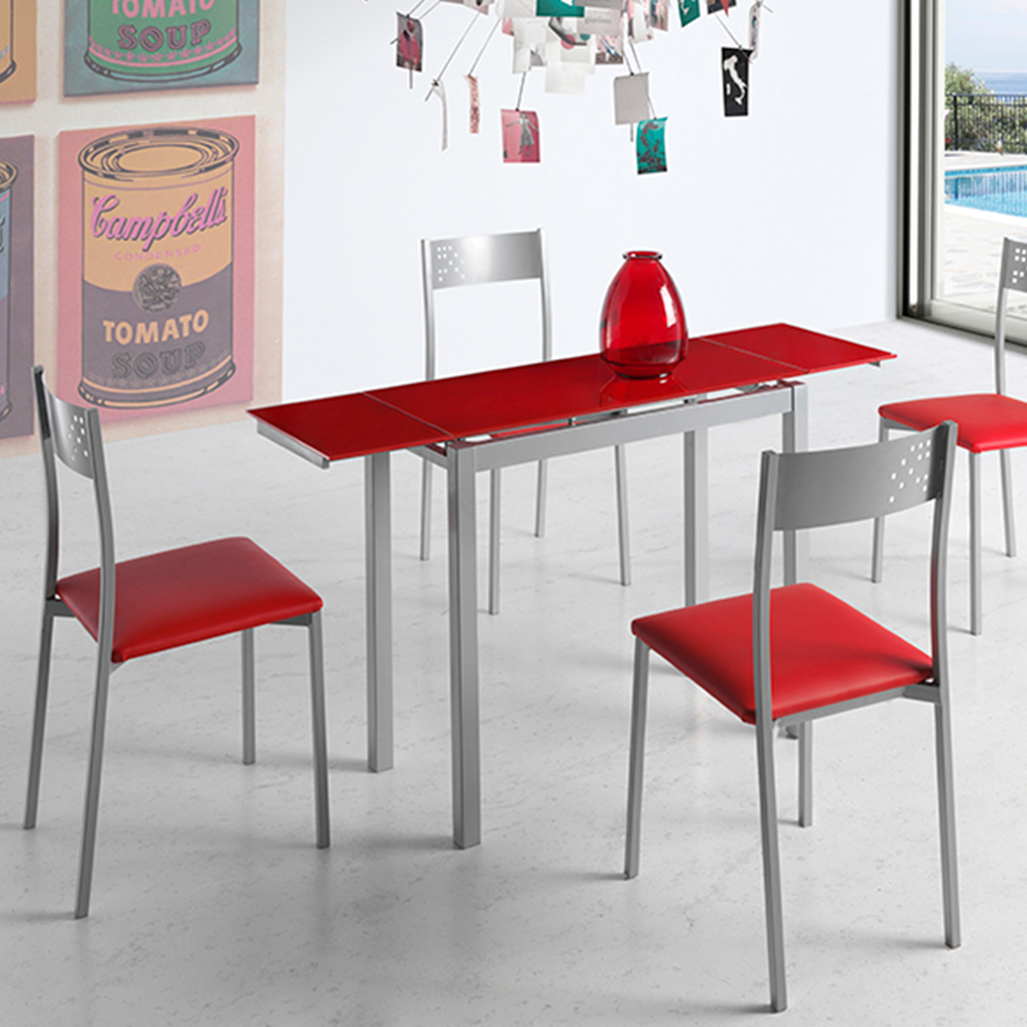 Set de 4 sillas – Polipiel y metal