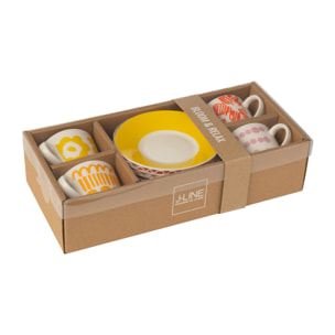 J-Line tasse à café + sous-tasse - céramique - mix - small - set de 4