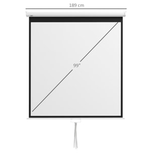 Pantalla de Proyector Manual 99 Pulgadas Pantalla de Proyección Portátil Formato 1:1 para Interior y Exterior Cine en Casa Patio 178x178 cm Blanco