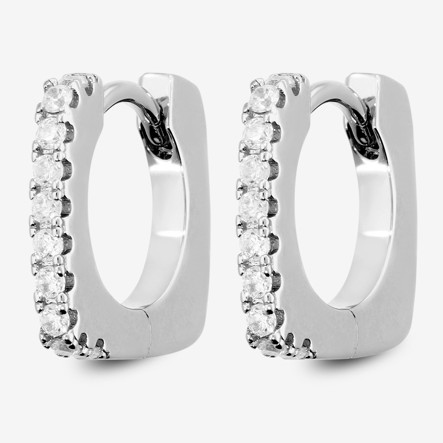 Orecchini Quadrati con Pavé di Cubic Zirconia Bianche placcati Rodio