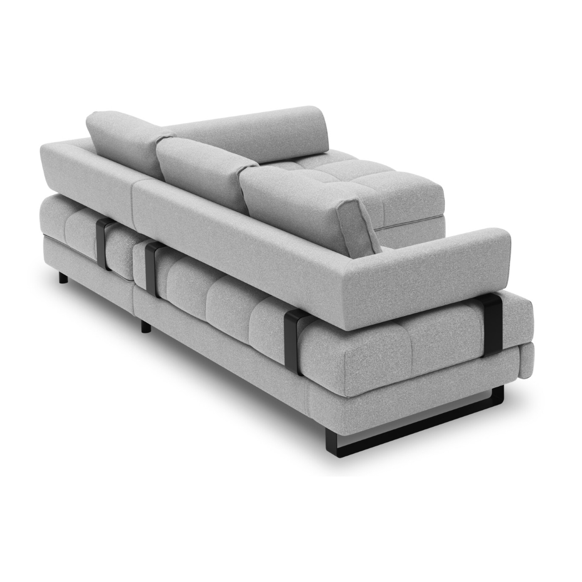 Canapé d'angle droit convertible avec coffre de rangement "Clinton" 5 places en tissu structurel gris