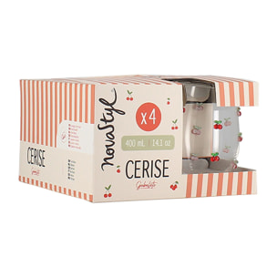 Lot de 4 verres à eau 27cl à motif cerise CERISE