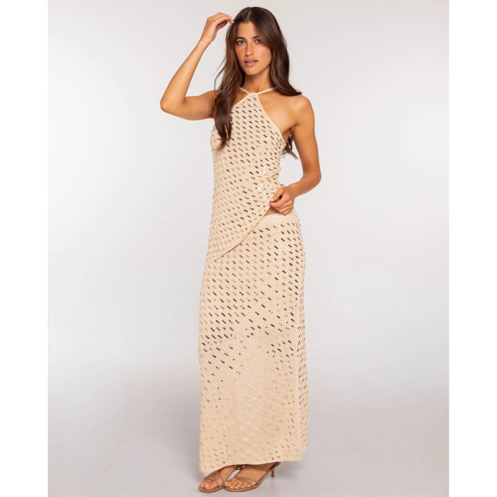 Falda midi de punto con lentejuelas
