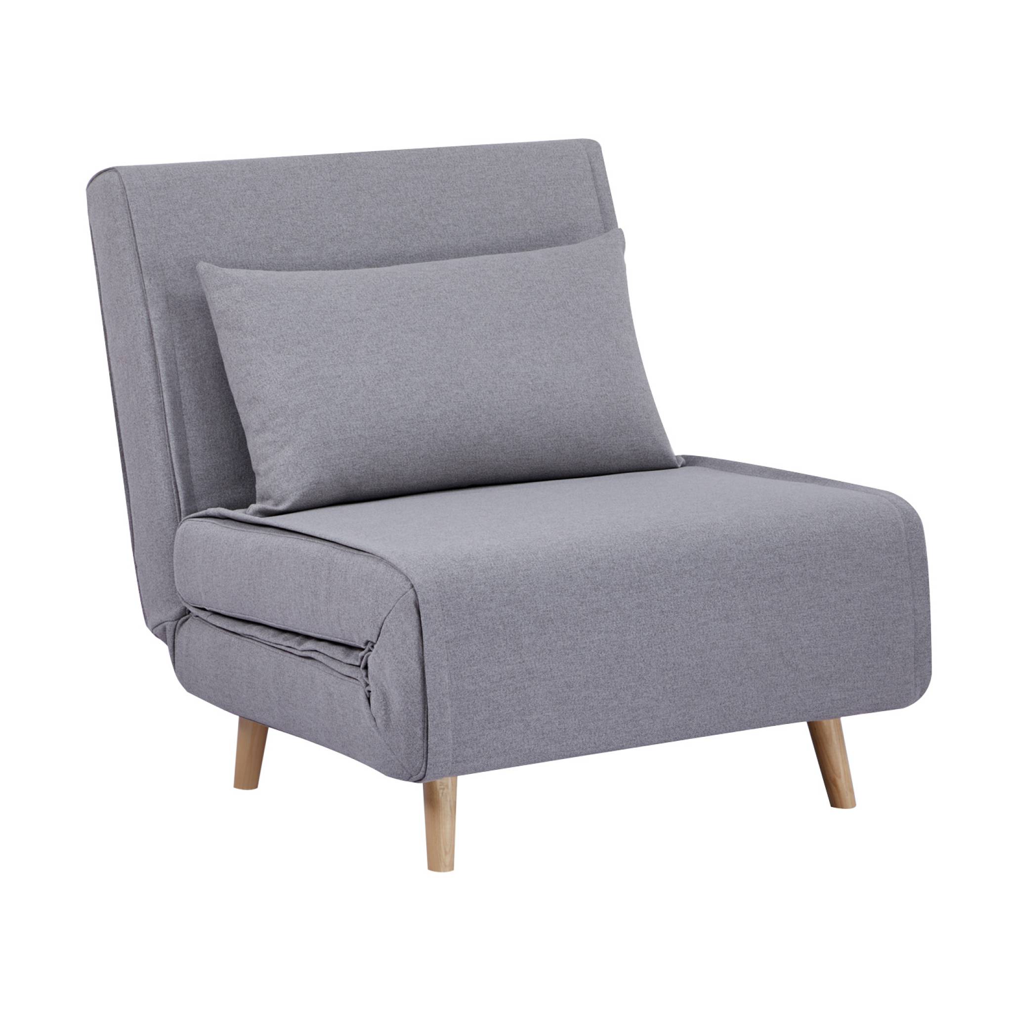 Chauffeuse convertible tissu piétement bois 1 place gris Guest