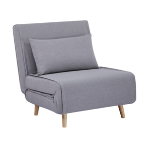 Chauffeuse convertible tissu piétement bois 1 place gris Guest