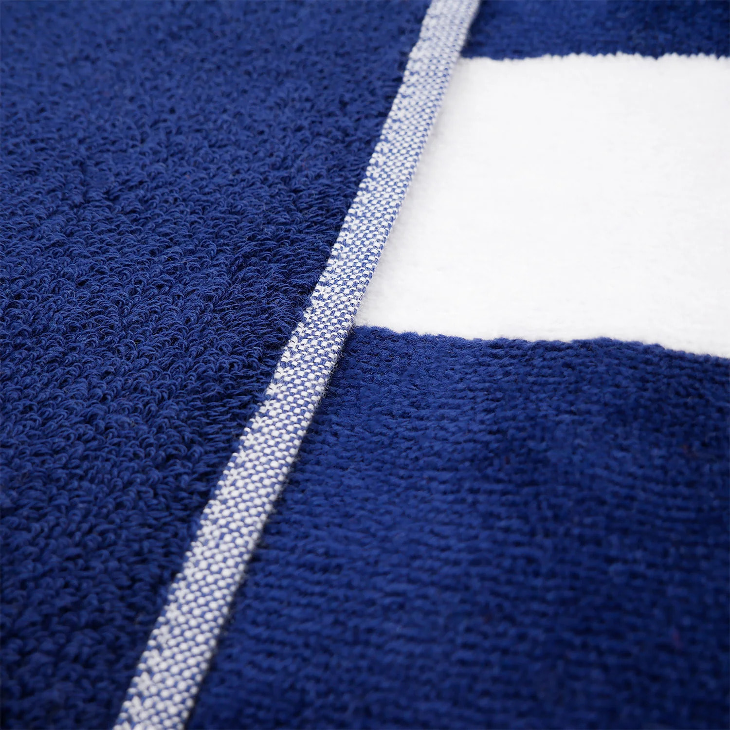 Serviette de plage éponge velours Jacquard Bleu 100x175 470g/m² - Bahia Bleu Marine