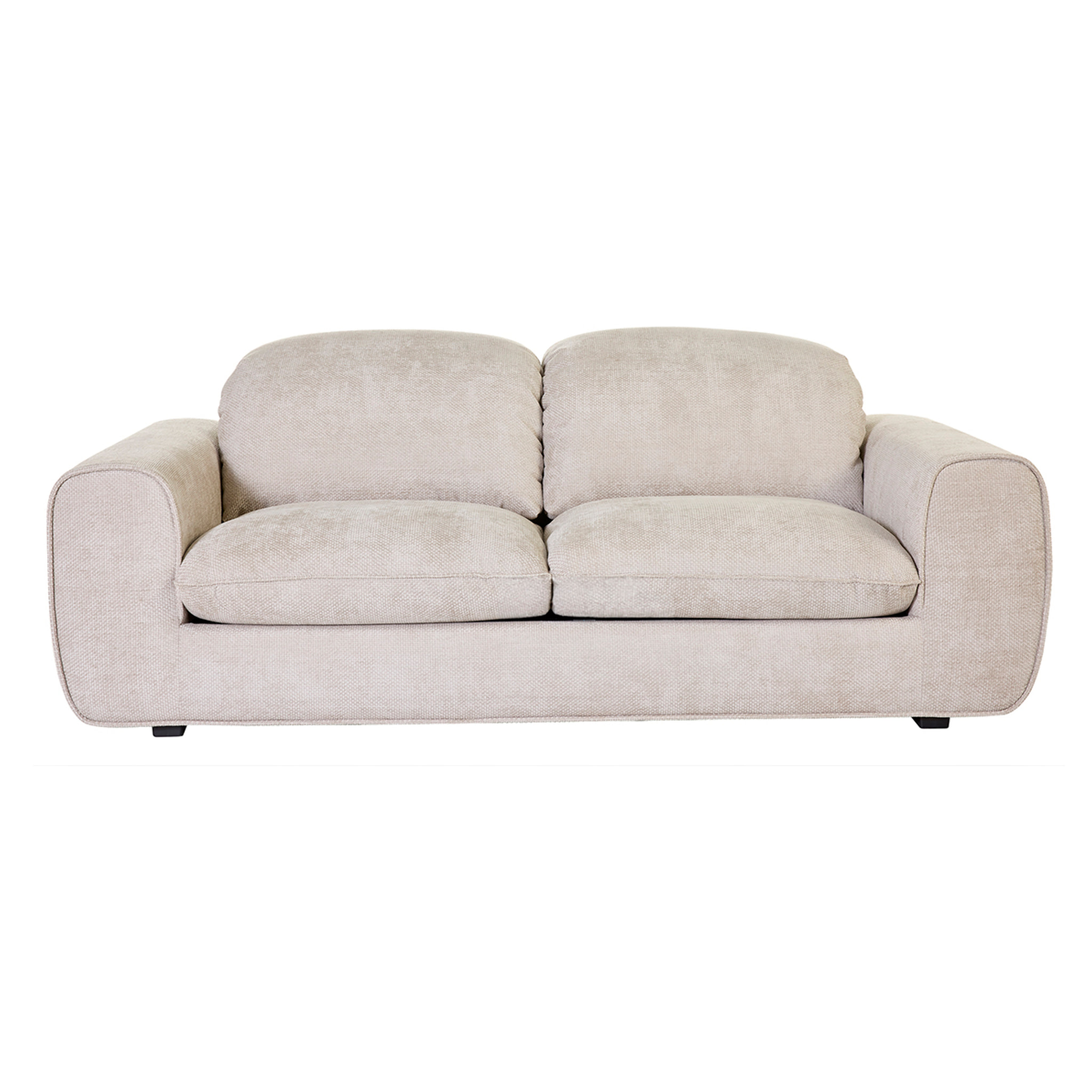 Canapé convertible avec têtières ajustables 3 places en tissu velours chenille beige NOAM