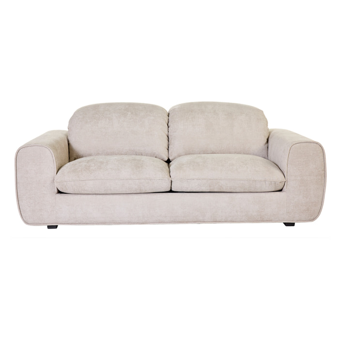 Canapé convertible avec têtières ajustables 3 places en tissu velours chenille beige NOAM