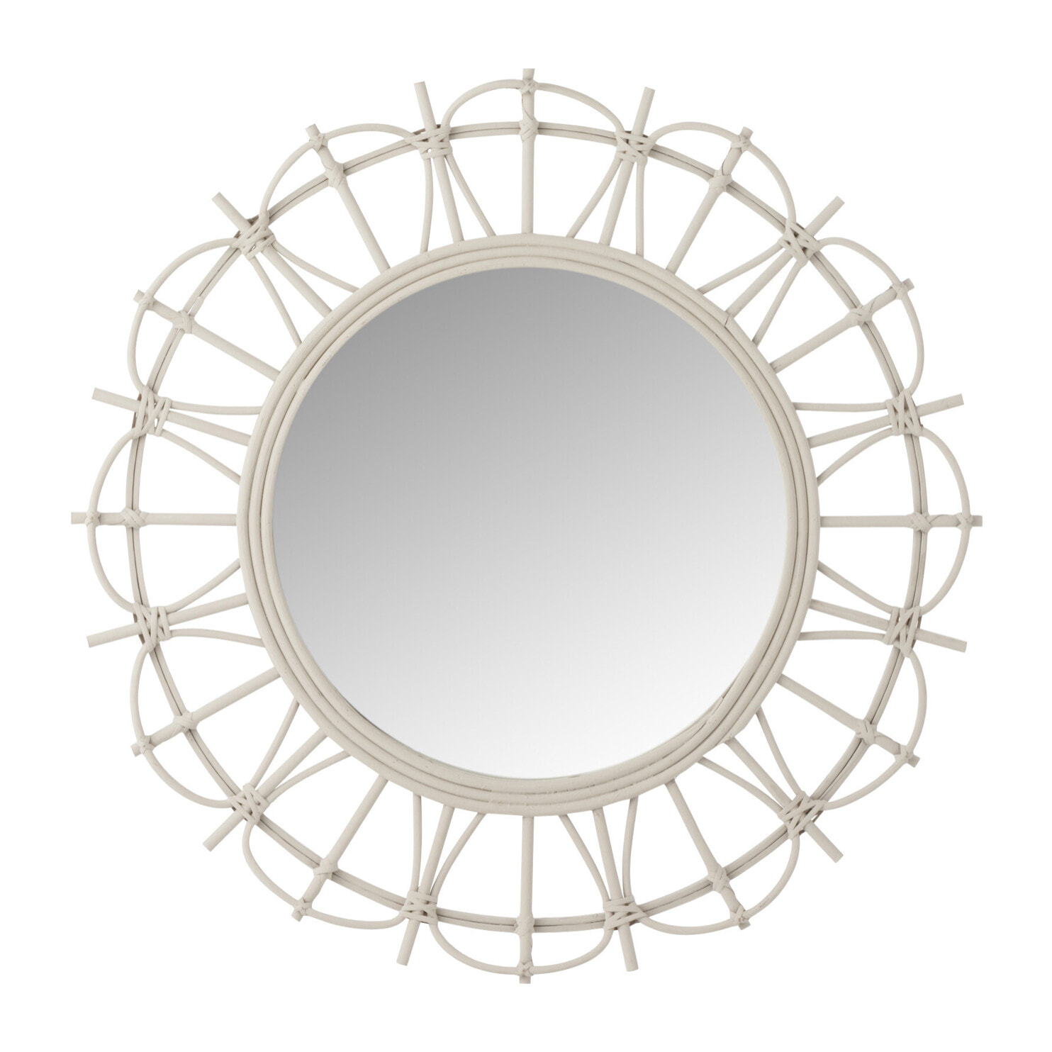 J-Line miroir Rond - bambou - gris clair - Ø 60 cm
