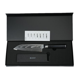 Couteau santoku noir damas   avec étui - "Core"