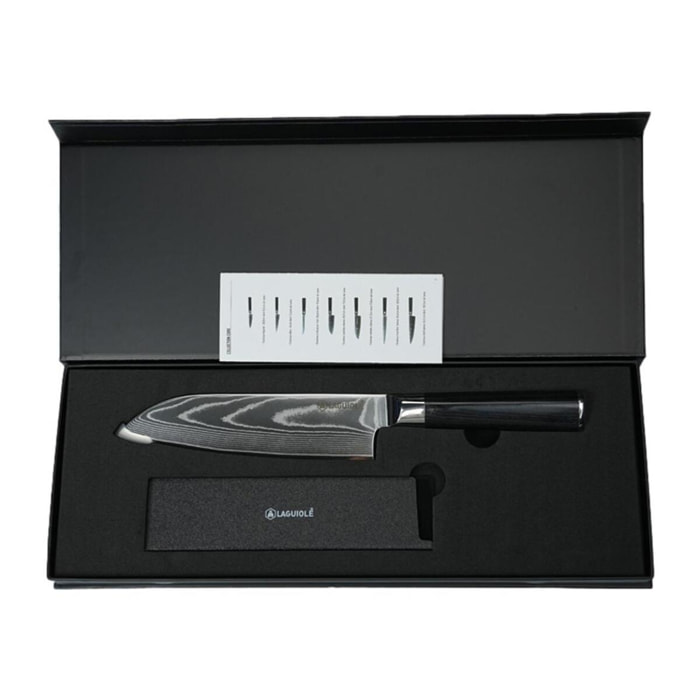 Couteau santoku noir damas   avec étui - "Core"