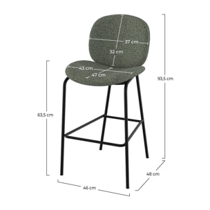 Lot de 2 chaises pour îlot central en tissu bouclé vert 63,5 cm - Iris