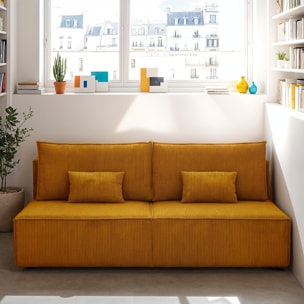 Canapé convertible 3 places en velours côtelé - MILLA