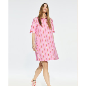 Abito Camicia a Righe Maniche Corte