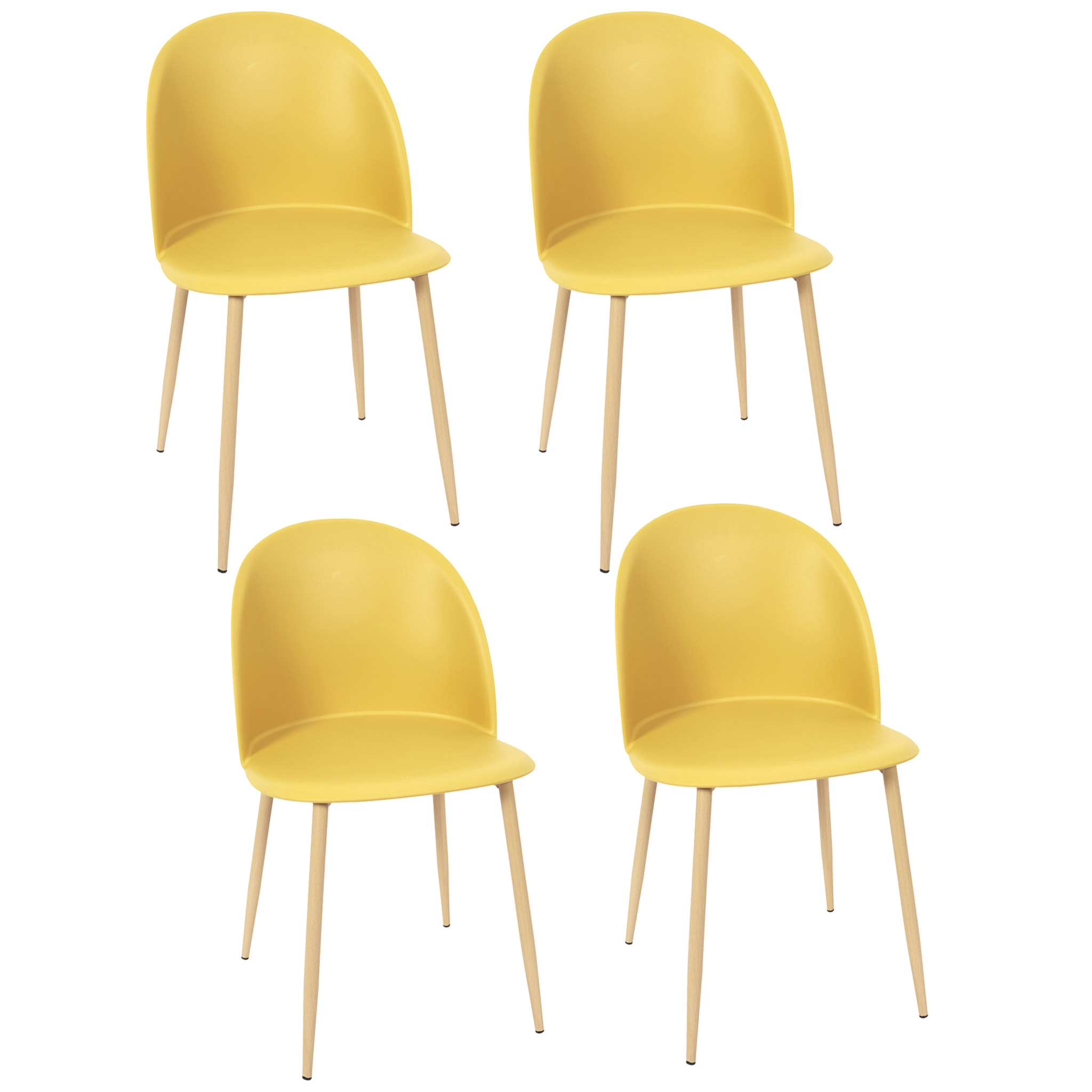 Chaise Scandinave Bergen Jaune Moutarde - Lot De 4