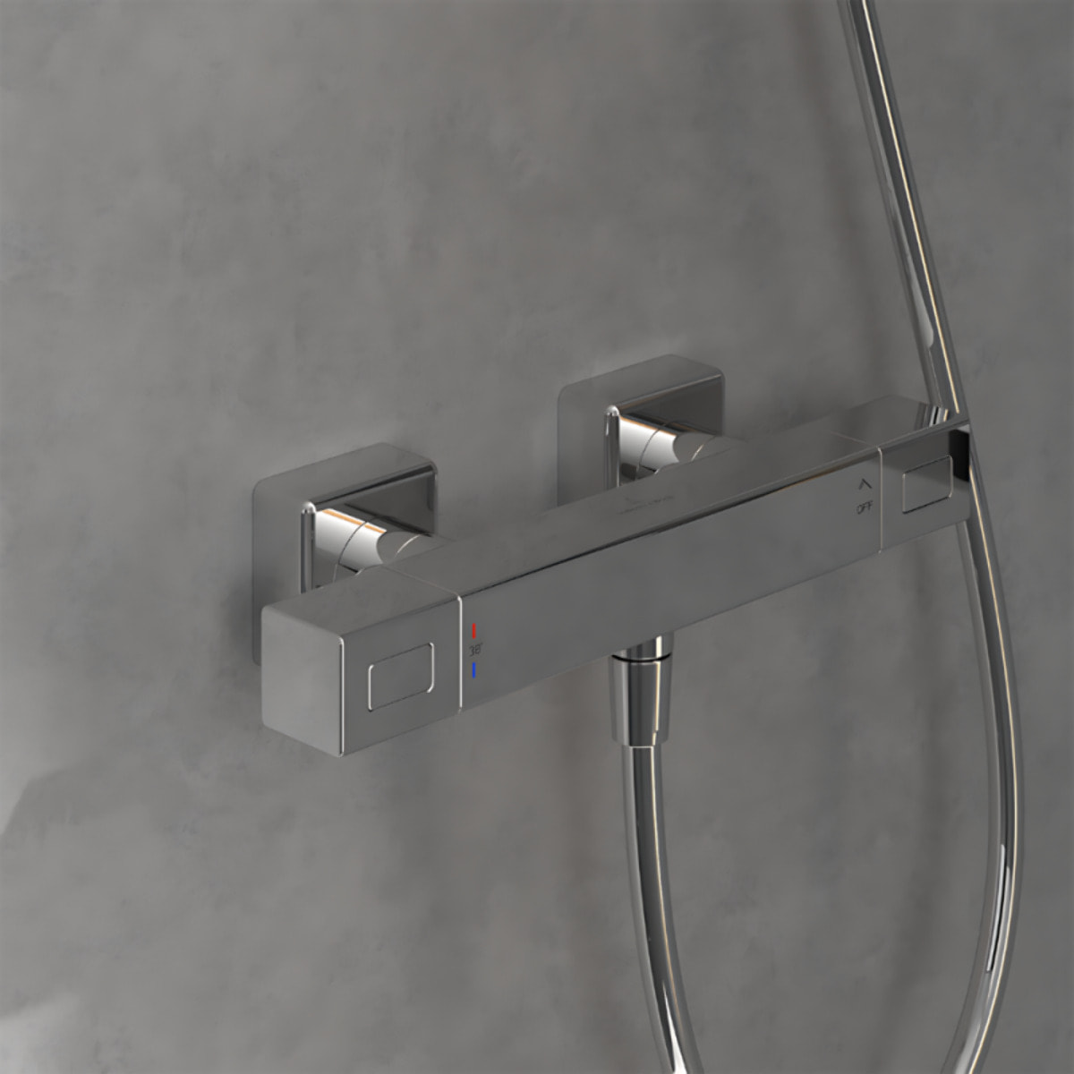 Mitigeur douche thermostatique Universal rectangle + Ensemble de douche Verve Showers chromé