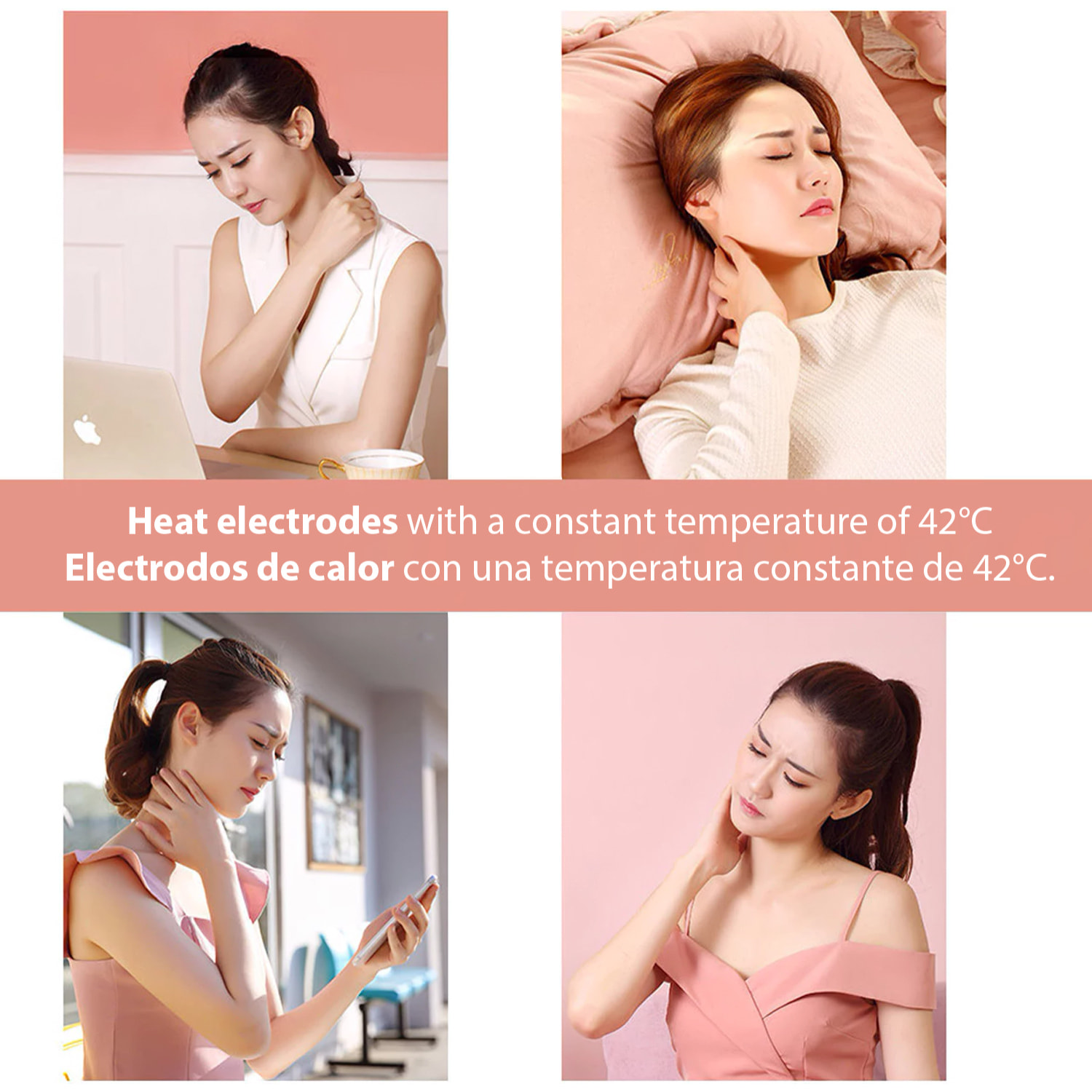 Masajeador de cuello inteligente con electrodos térmicos y control remoto. 4 modos de masaje de intensidad variable