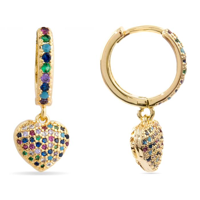 Pendientes de Circonita Multicolor acabados en oro amarillo de 18k