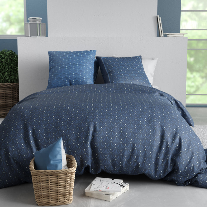 Parure housse de couette imprimé 100% coton - azura