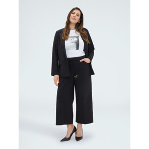 Fiorella Rubino - Pantalones Cropped en Punto Milano - Negro