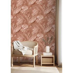 Papier peint feuillage tropical terracotta chic