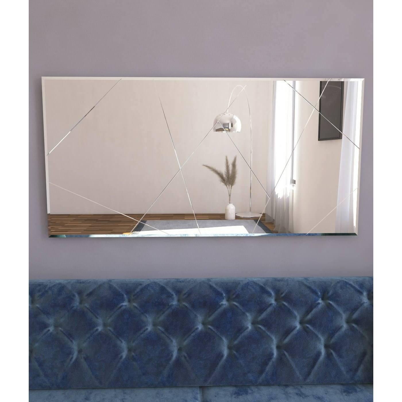 Specchio Dpessott, Specchiera, Articolo d'arredo a muro, Decorazione con specchio, 60x2h170 cm, Bianco