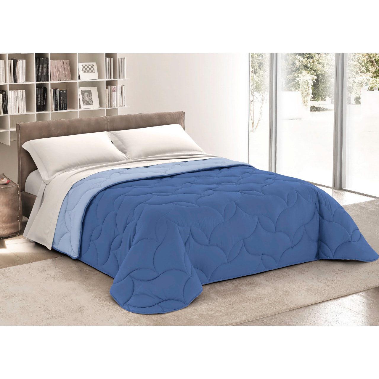 Trapunta Invernale 300gr Bicolore Hilary Blu- Azzurro