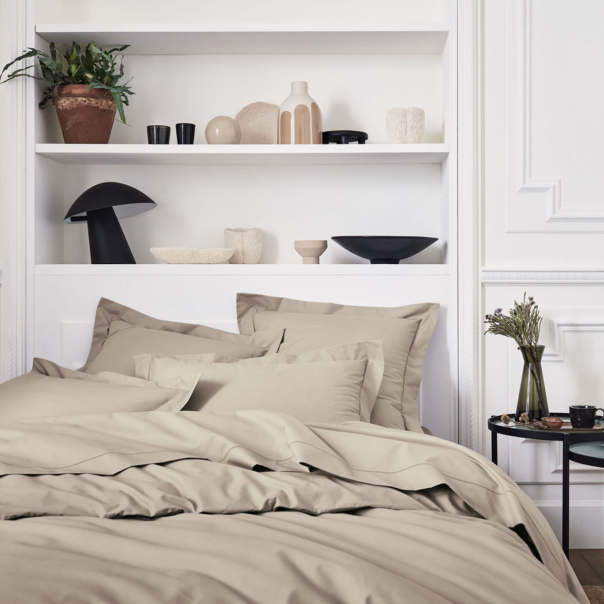 Housse de couette unie en percale de coton, PREMIÈRE, Lin