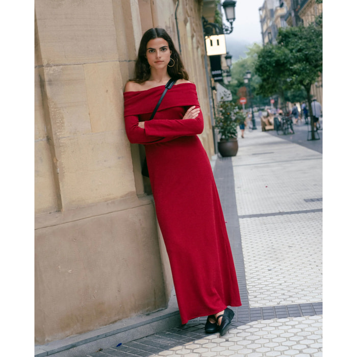 Vestido largo de punto con manga