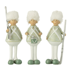 J-Line figurine Soldat Fusil + Tambour - polyrésine - vert/blanc - small - 3 pcs