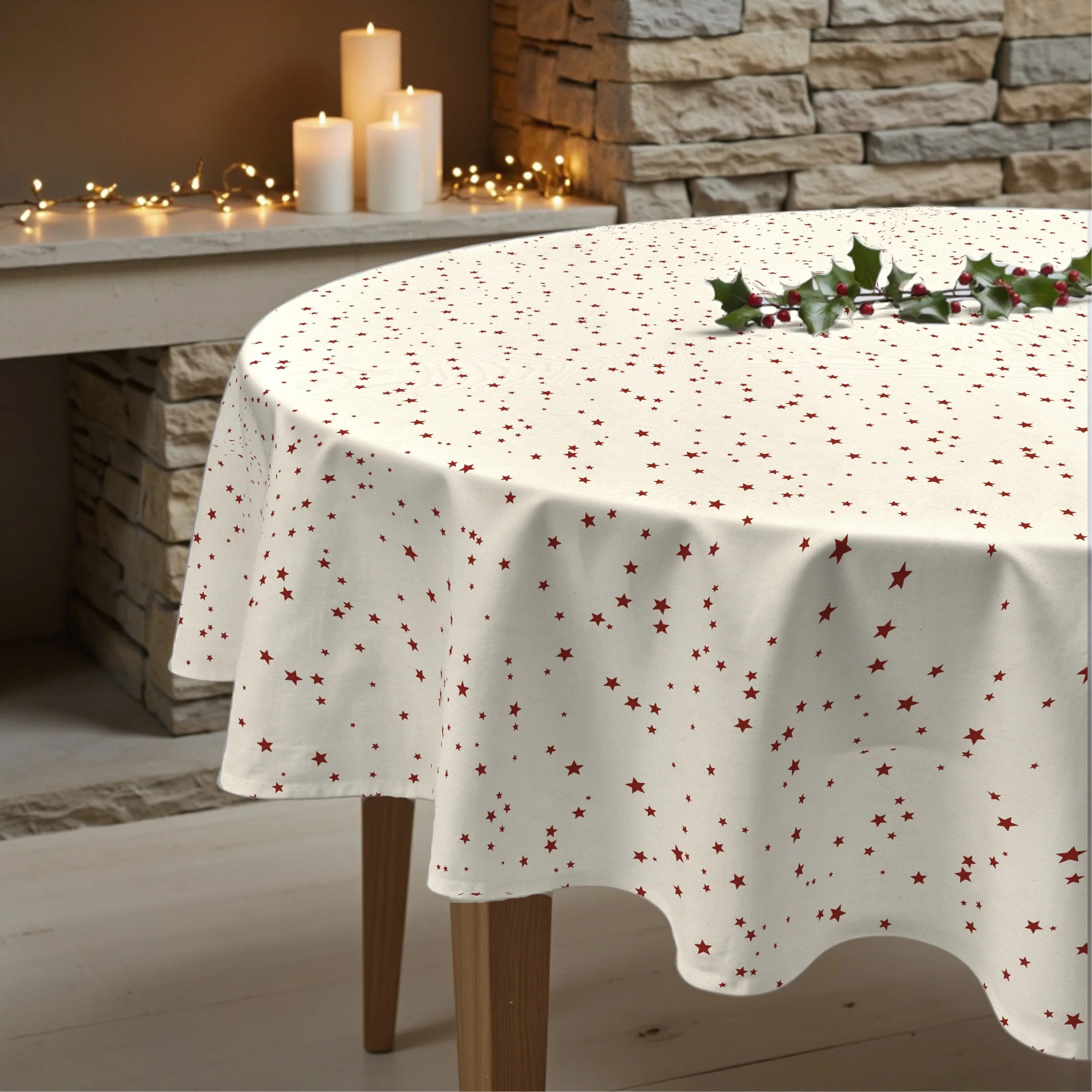 Nappe ronde anti-taches Merry Christmas 23-101