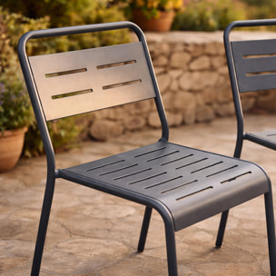 EVORA Lot de 2 chaises de jardin empilables gris foncé