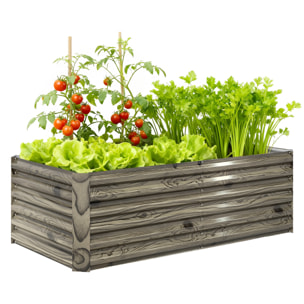 Jardinera Exterior Grande Rectangular de Acero Galvanizado, Huerto Urbano para Cultivar Plantas, Macetero Grande Exterior con Base Abierta, Resistente a la Intemperie, 180x90x57,5 cm, Natural