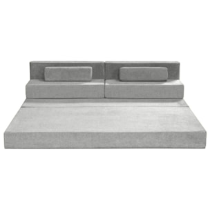 Astral - Canapé 3 places convertible en velours texturé - Gris clair