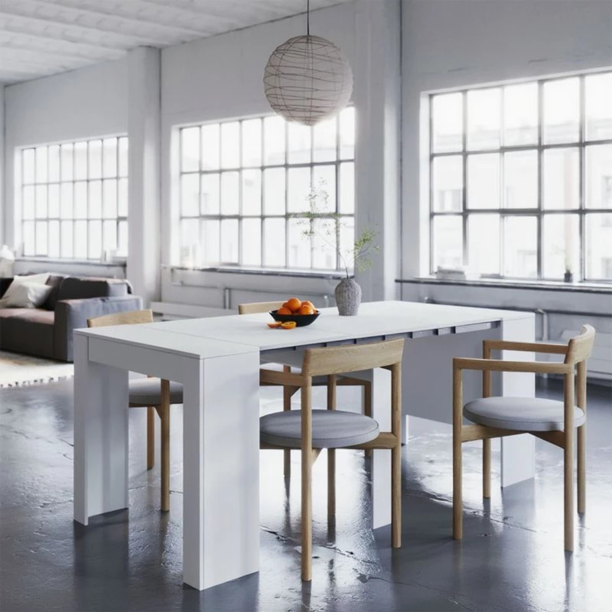 Mesa consola extensible Denis en blanco artik 50-235 cm Blanco Artik (Blanco Mate)