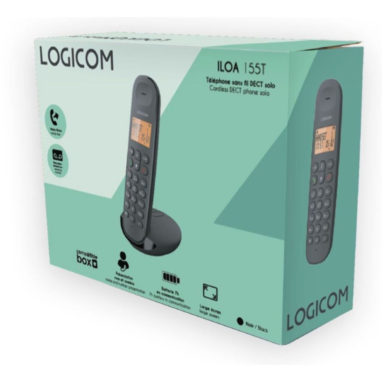Téléphone sans fil LOGICOM Iloa Solo Répondeur Noir