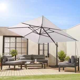 Parasol déporté rectangulaire 3x4m - Wimereux - Ecru - Parasol excentré inclinable dans 5 positions. rotatif à 360°.